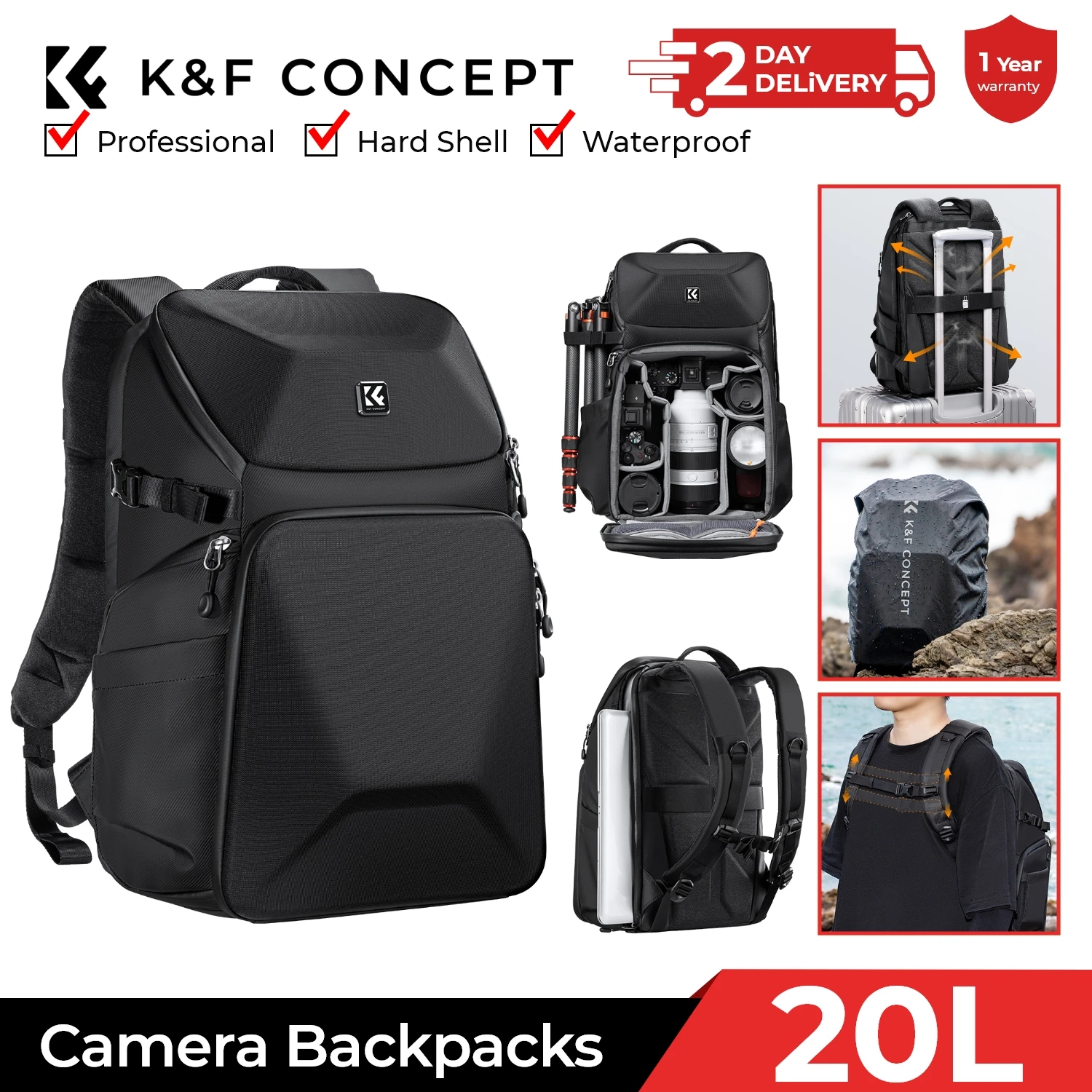 Camera Bag Waterproof - K&F CONCEPT 20L cameratas waterdicht met