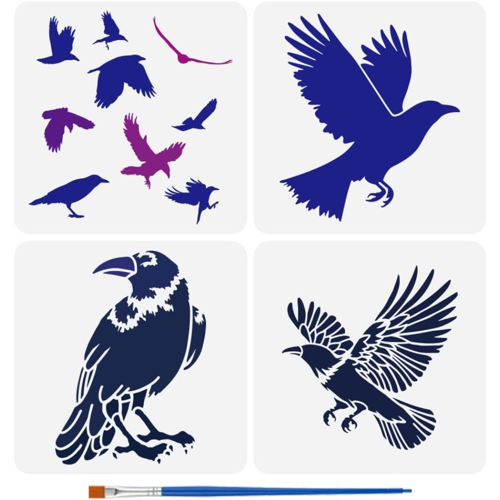 Photography Technique - 4PCS Flying Crow stencil voor schilderen