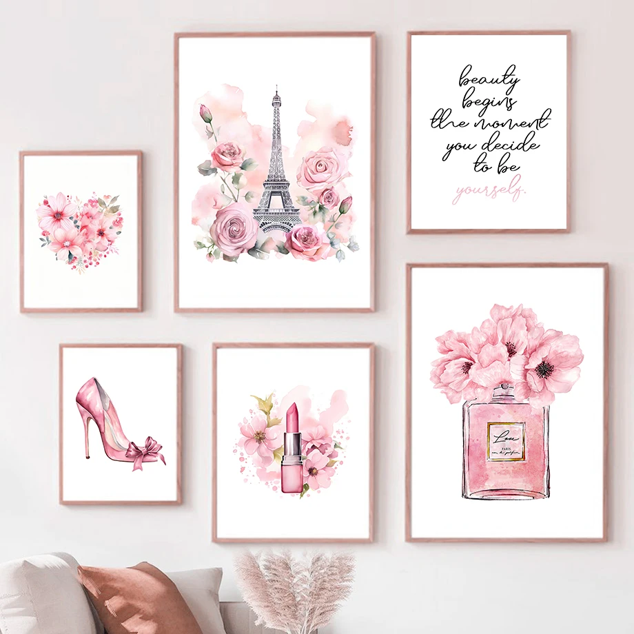 Photography Trend - Parijs Mode Art Poster Roze Eiffeltoren