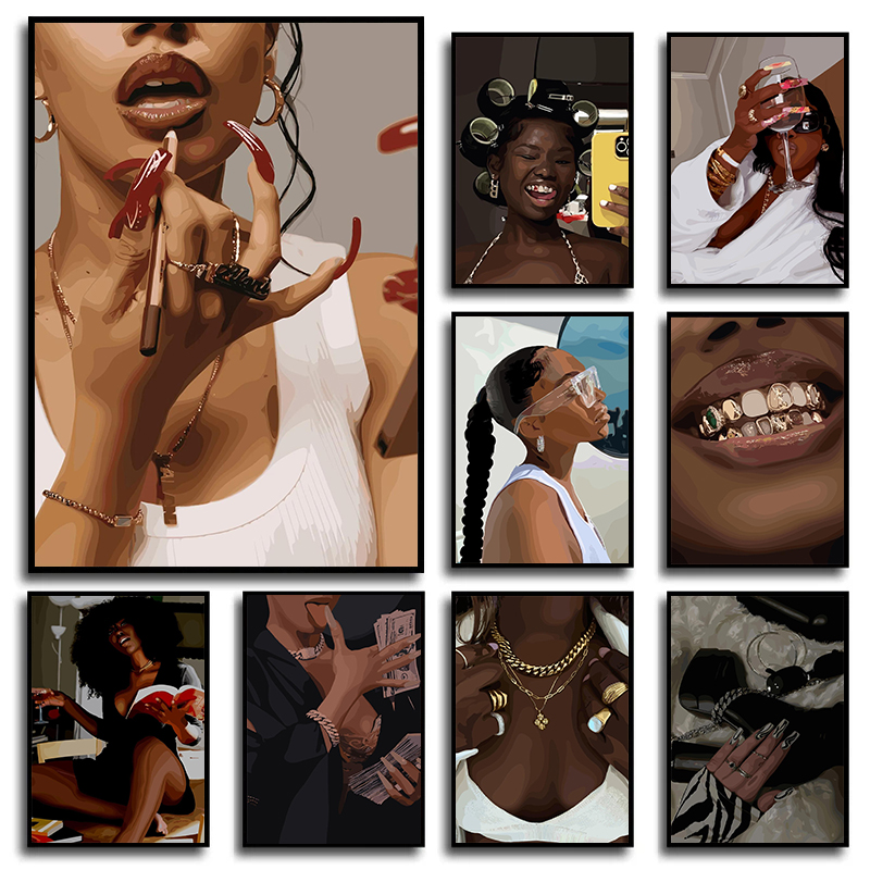 Photography Trend - Moderne Afro-Amerikaanse zwarte vrouw modeportret posters