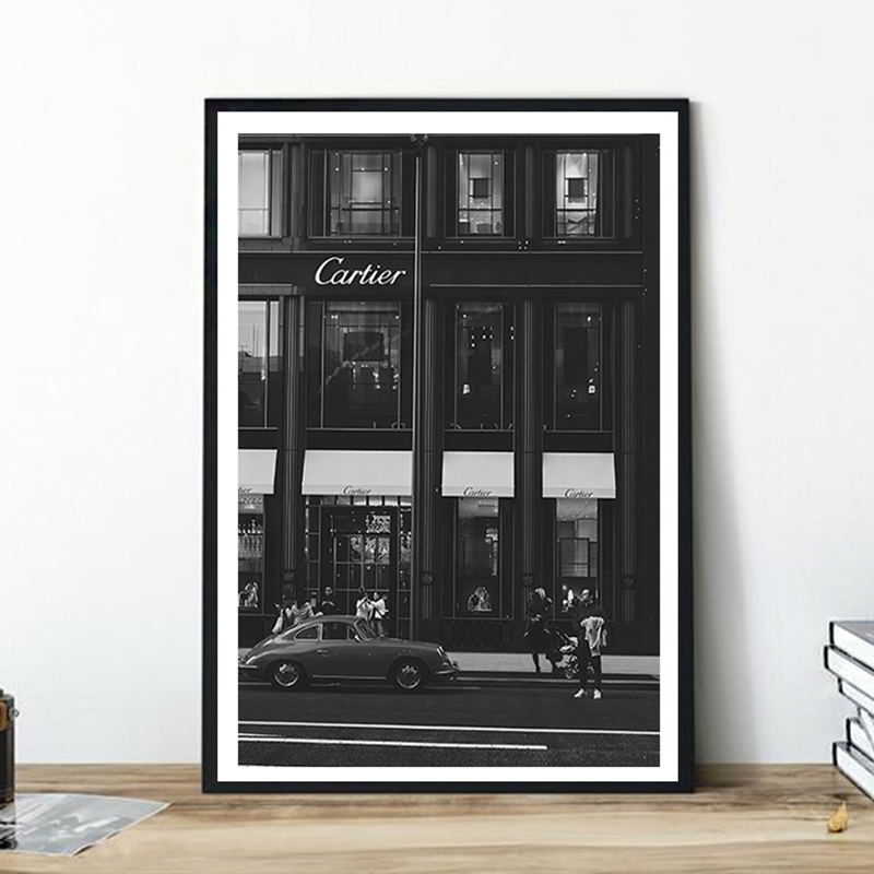 Photography Trend - Europese straat canvas schilderij mode zwart