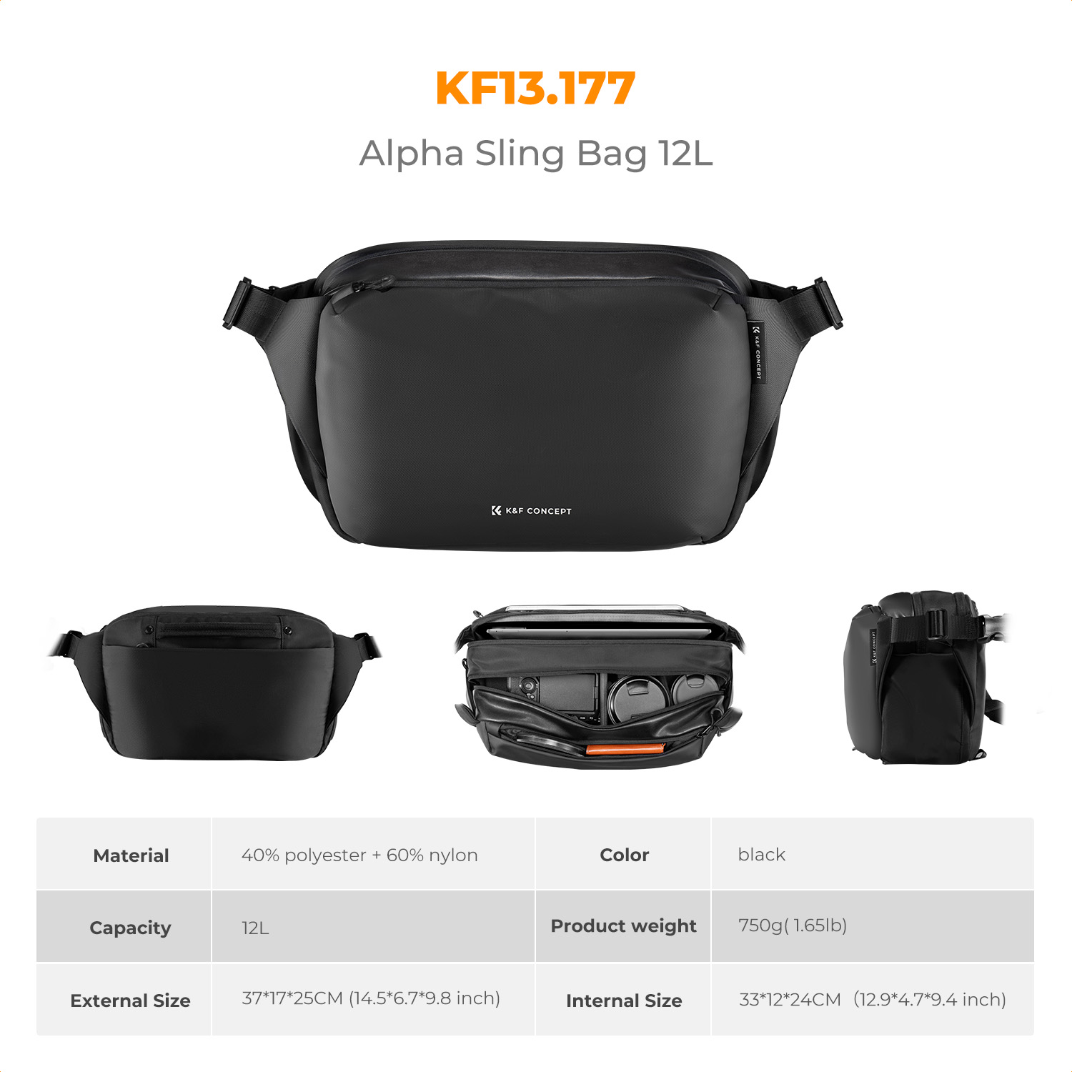 K&F CONCEPT 12L/10L Camera Sli - Camera Bag Waterproof recensie en prijs